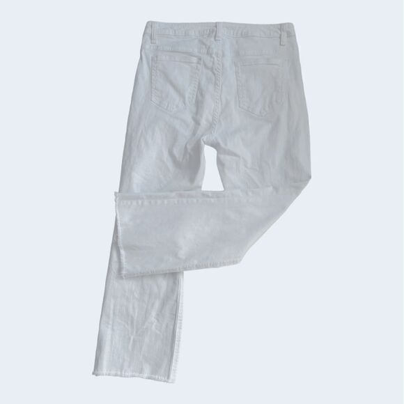 Michael Kors White Button Fly Cropped Flare Raw Hem Jeans sz 8 - Picture 3 of 12